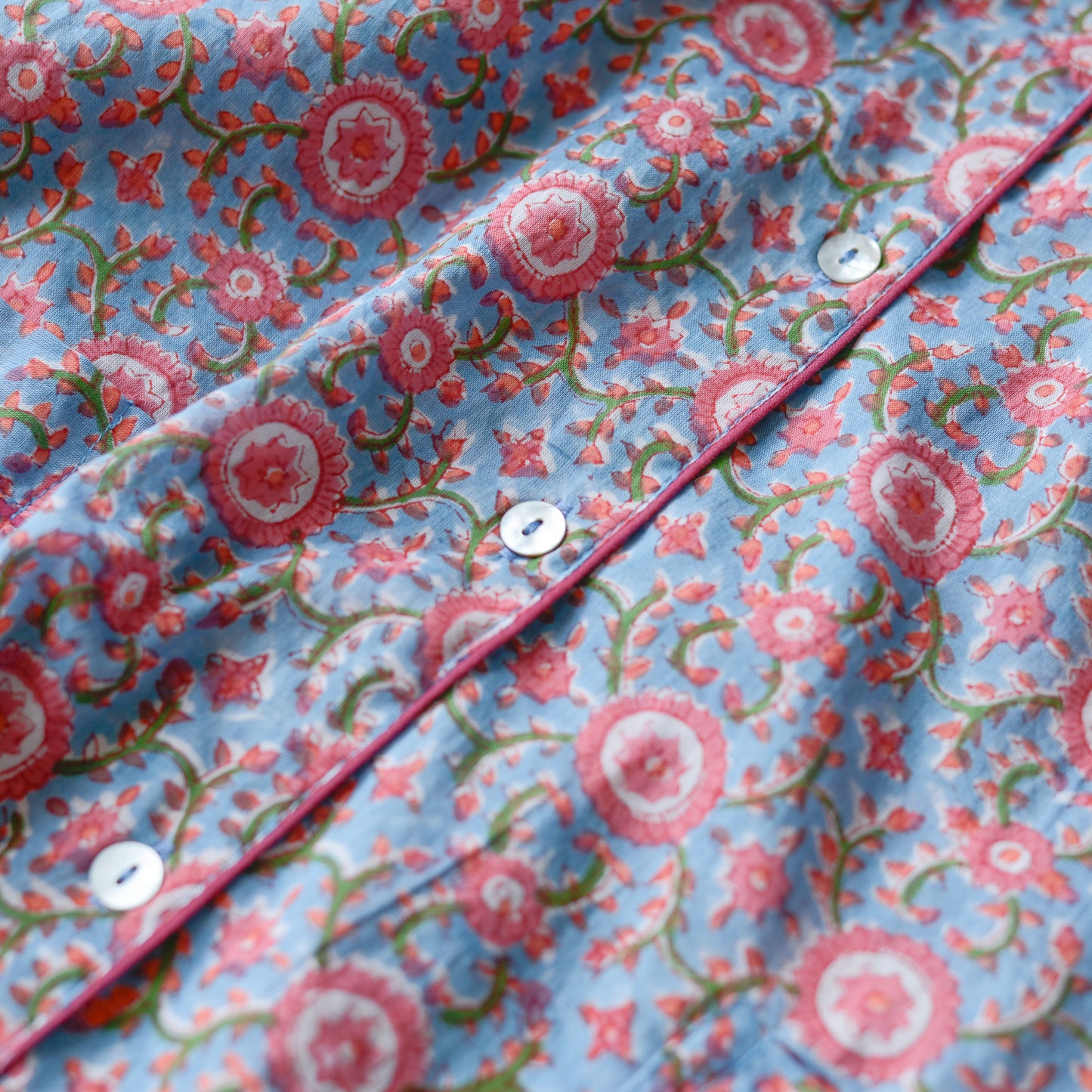 コットンハンドプリンティッドパジャマ Pink Carnations