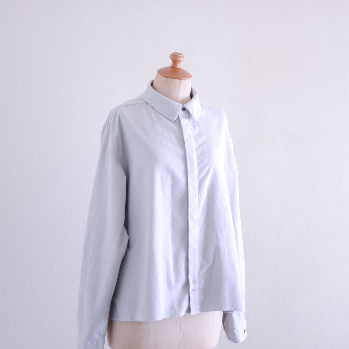 コットンフランネルラウンドカラーシャツ Light Gray