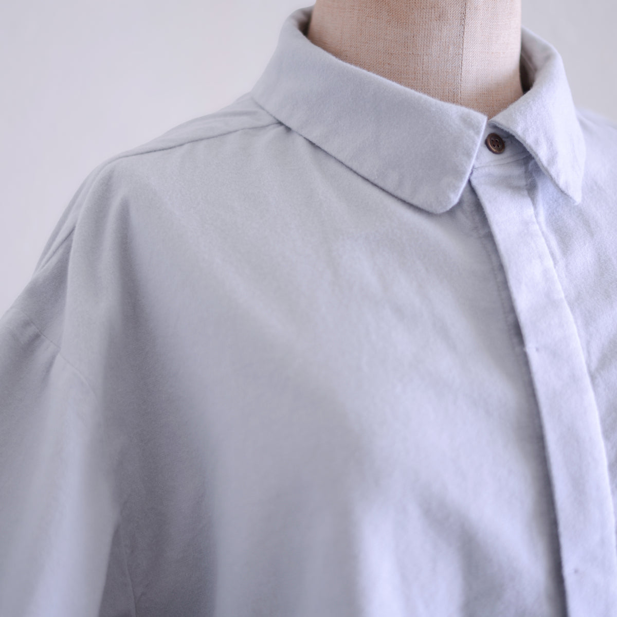 コットンフランネルラウンドカラーシャツ Light Gray