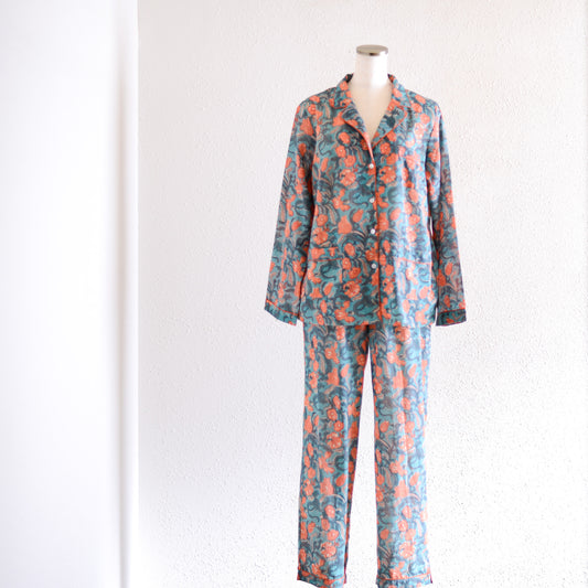 コットンハンドプリンティッドパジャマ Orange Iris