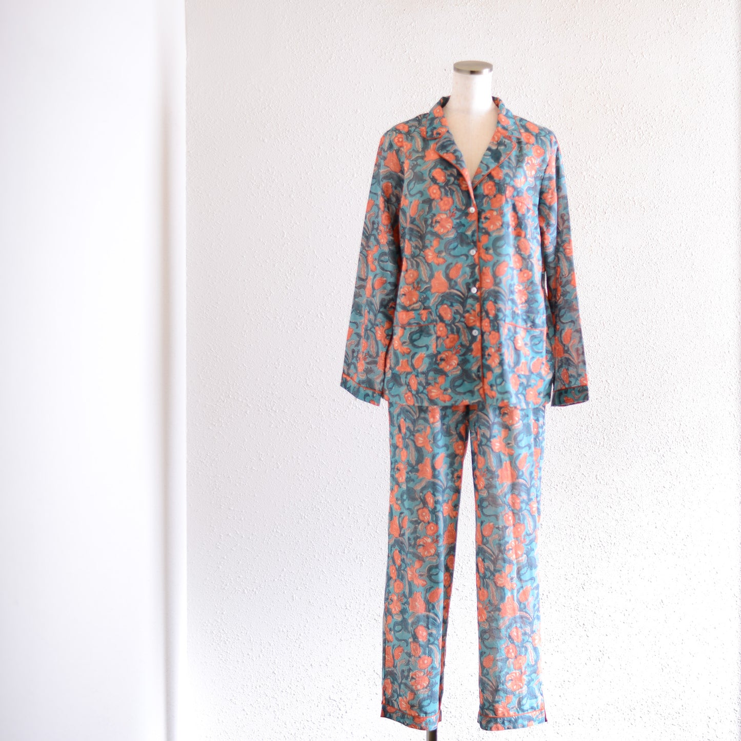 コットンハンドプリンティッドパジャマ Orange Iris