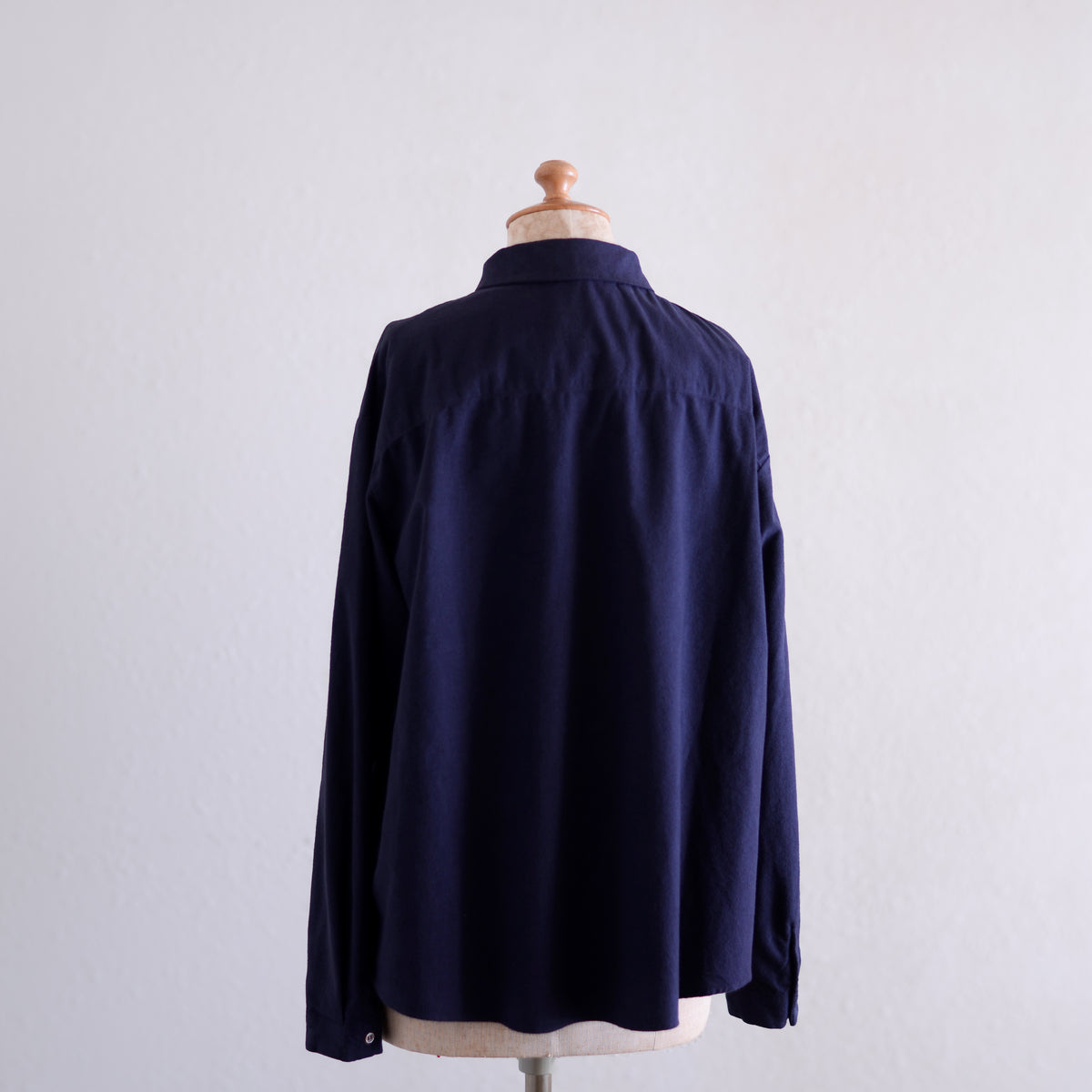 コットンフランネルラウンドカラーシャツ Black Navy