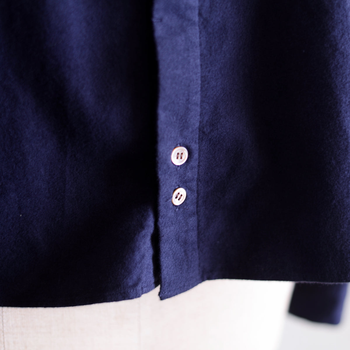コットンフランネルラウンドカラーシャツ Black Navy