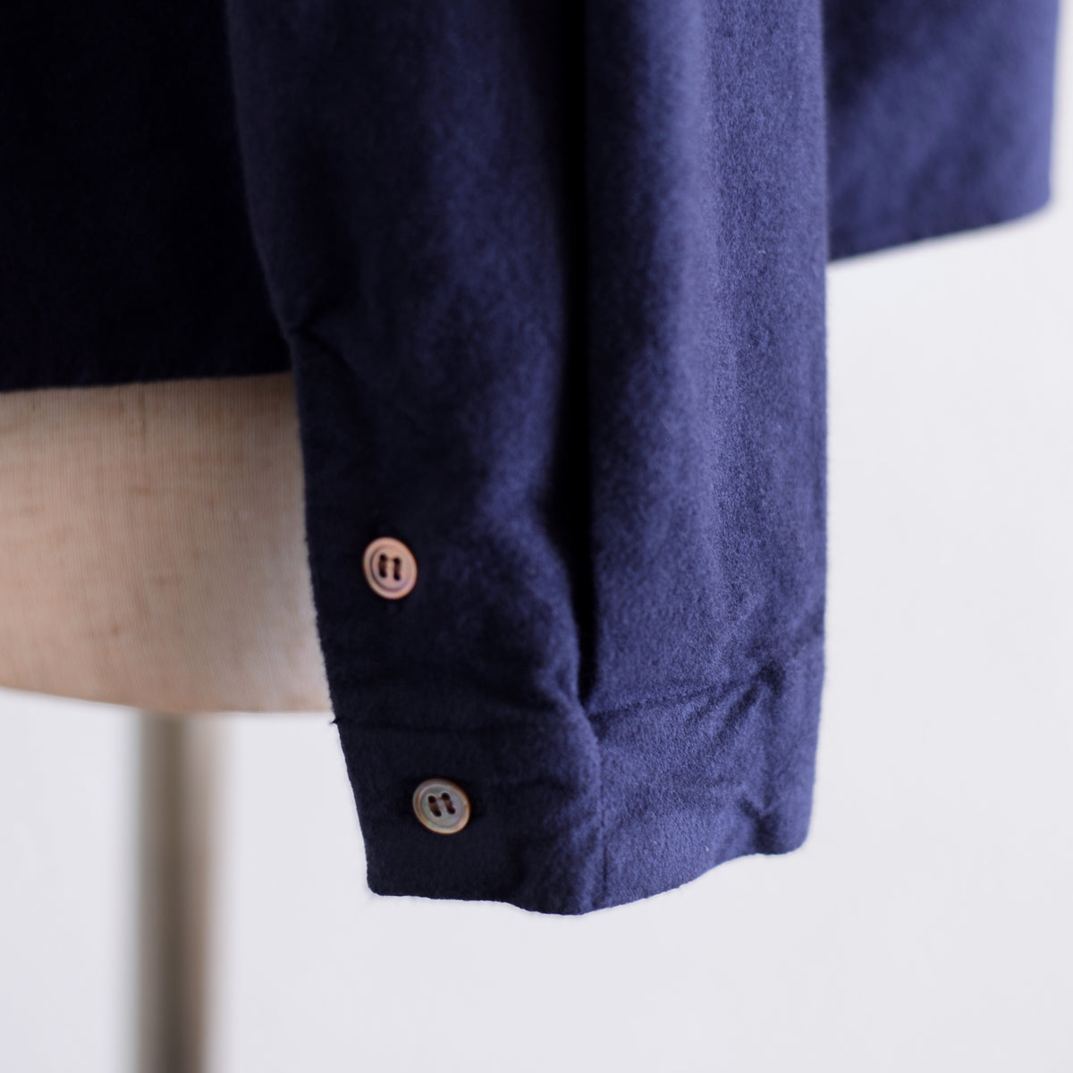 コットンフランネルラウンドカラーシャツ Black Navy