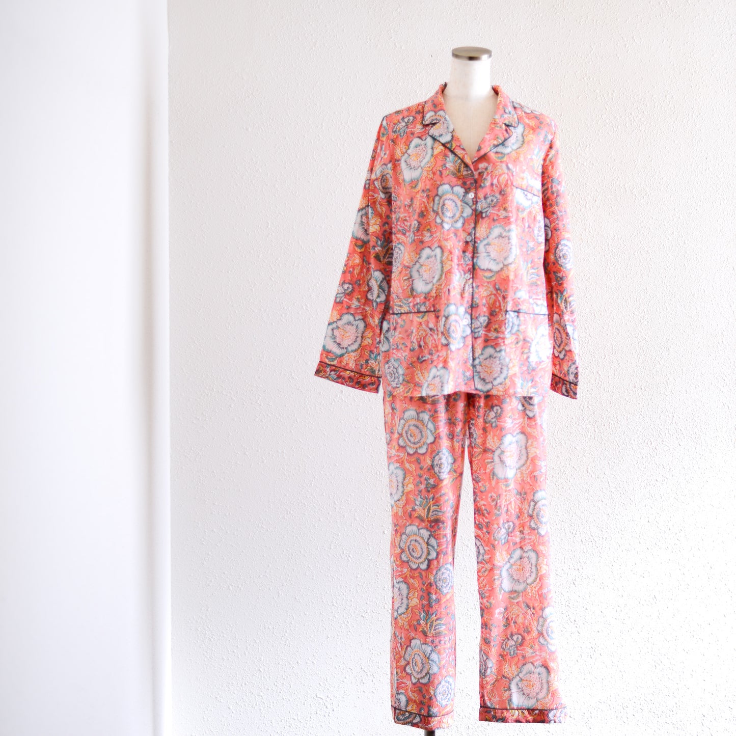 コットンハンドプリンティッドパジャマ Coral Green