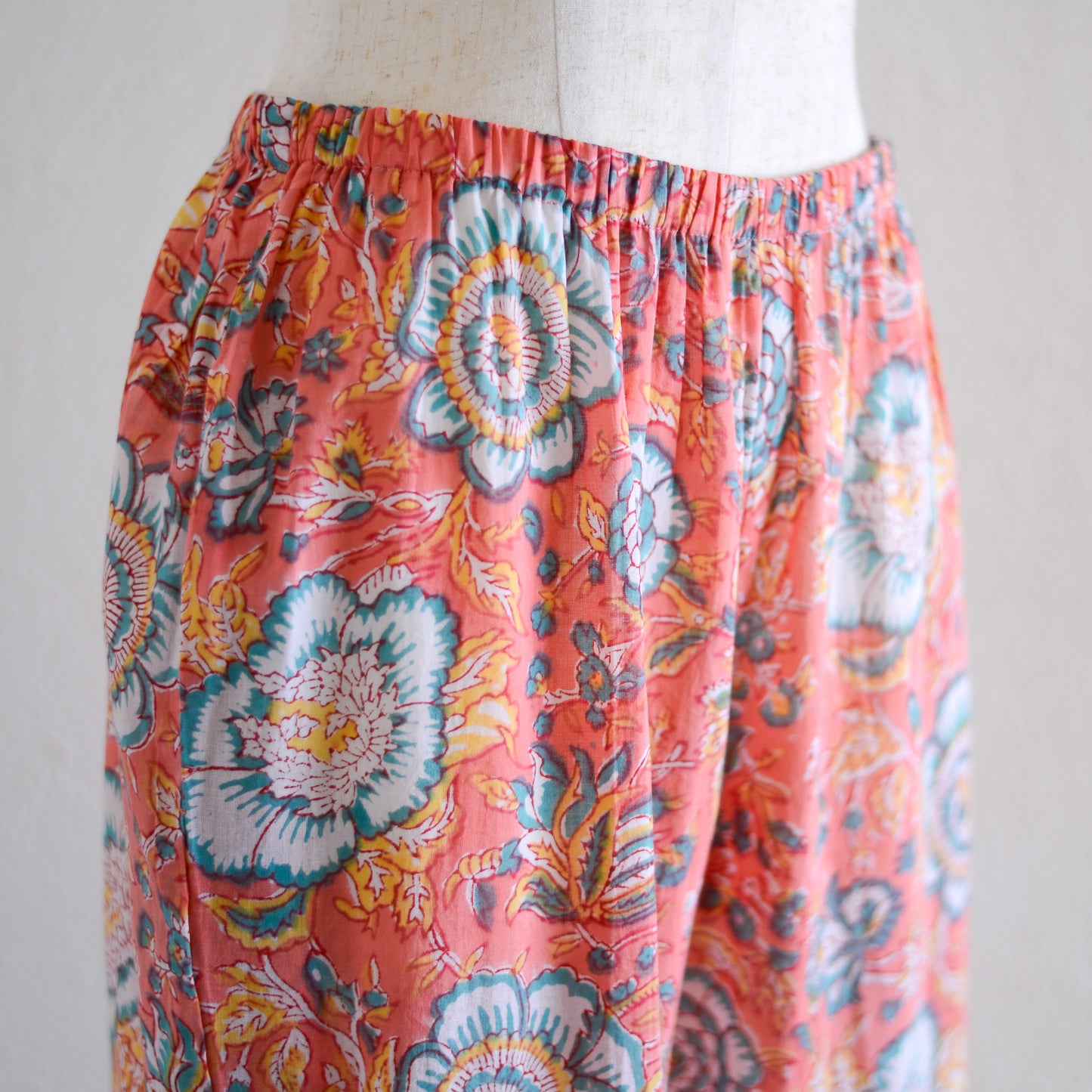 コットンハンドプリンティッドパジャマ Coral Green