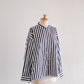 コットンバンドカラーストライプシャツ Off White ×Black
