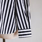 コットンバンドカラーストライプシャツ Off White ×Black