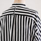 コットンバンドカラーストライプシャツ Off White ×Black