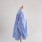 コットンバンドカラーストライプシャツ Off White ×Blue