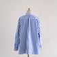 コットンバンドカラーストライプシャツ Off White ×Blue