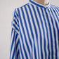 コットンバンドカラーストライプシャツ Off White ×Blue