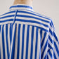 コットンバンドカラーストライプシャツ Off White ×Blue