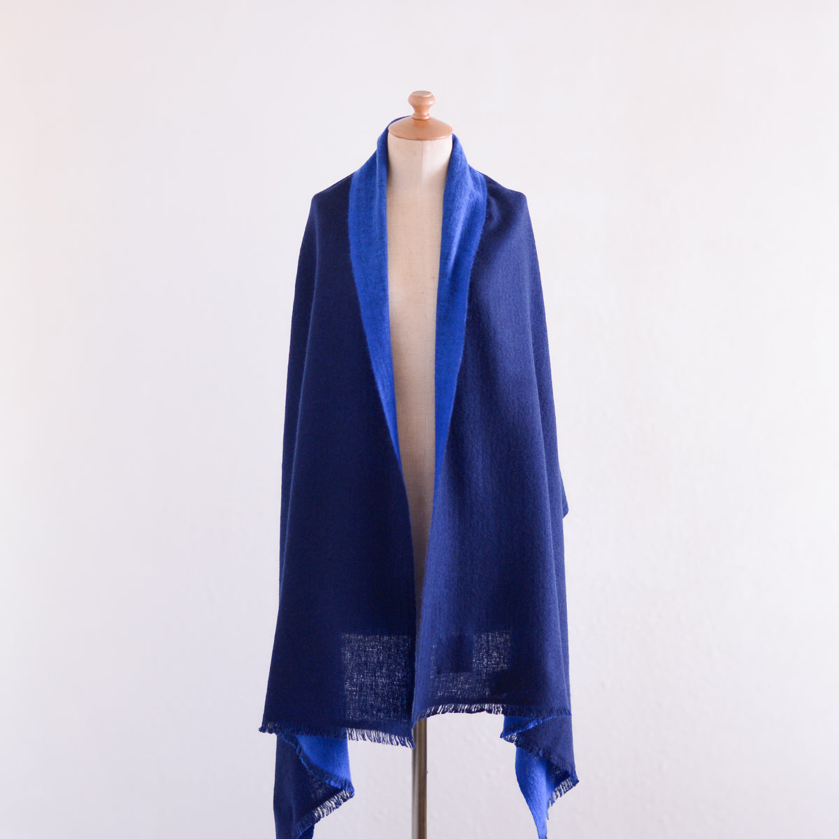 ダブルフェイスウールストール Navy ×Royal