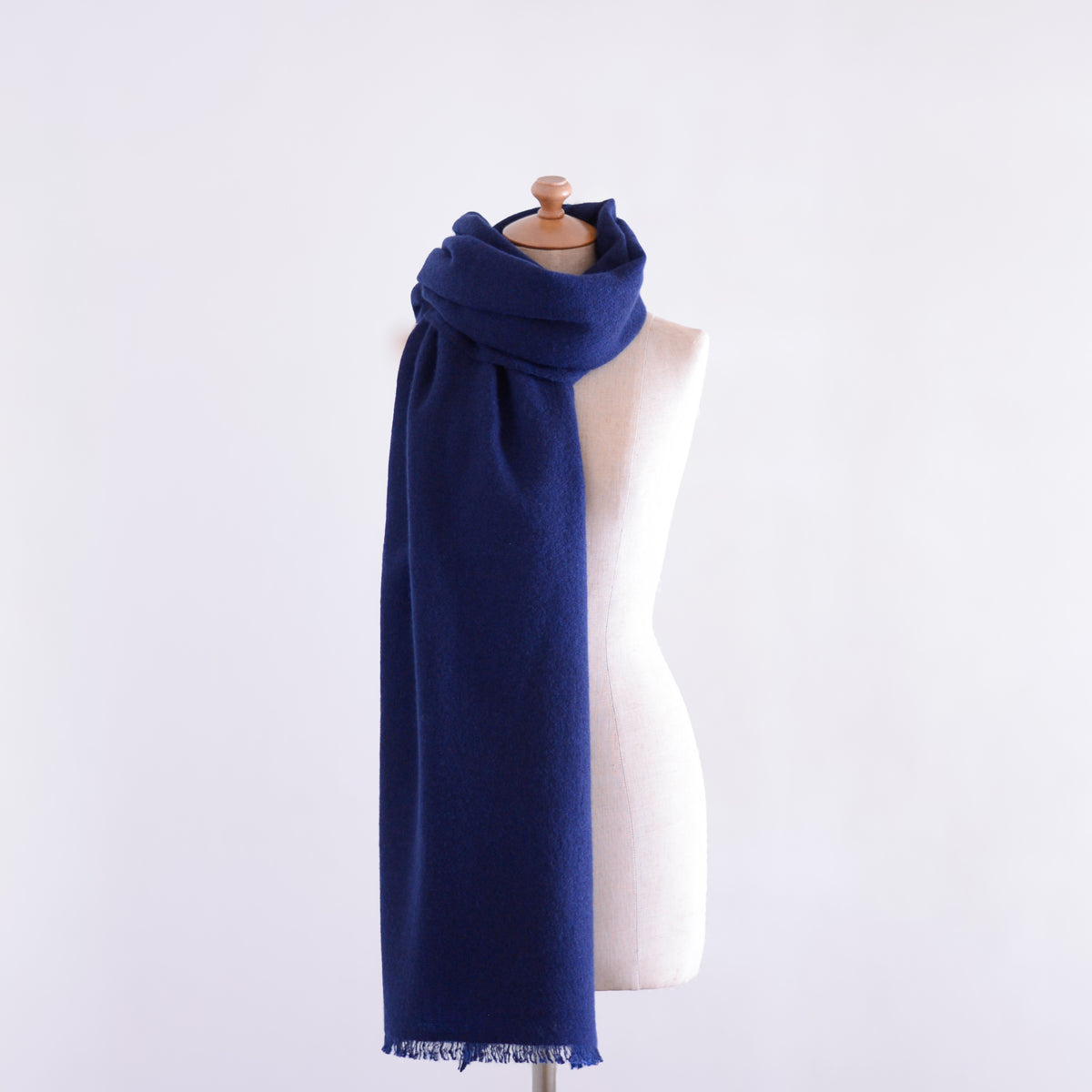 ダブルフェイスウールストール Navy ×Royal