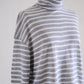 リネンボーダーハイネックプルオーバー Off White × Gray
