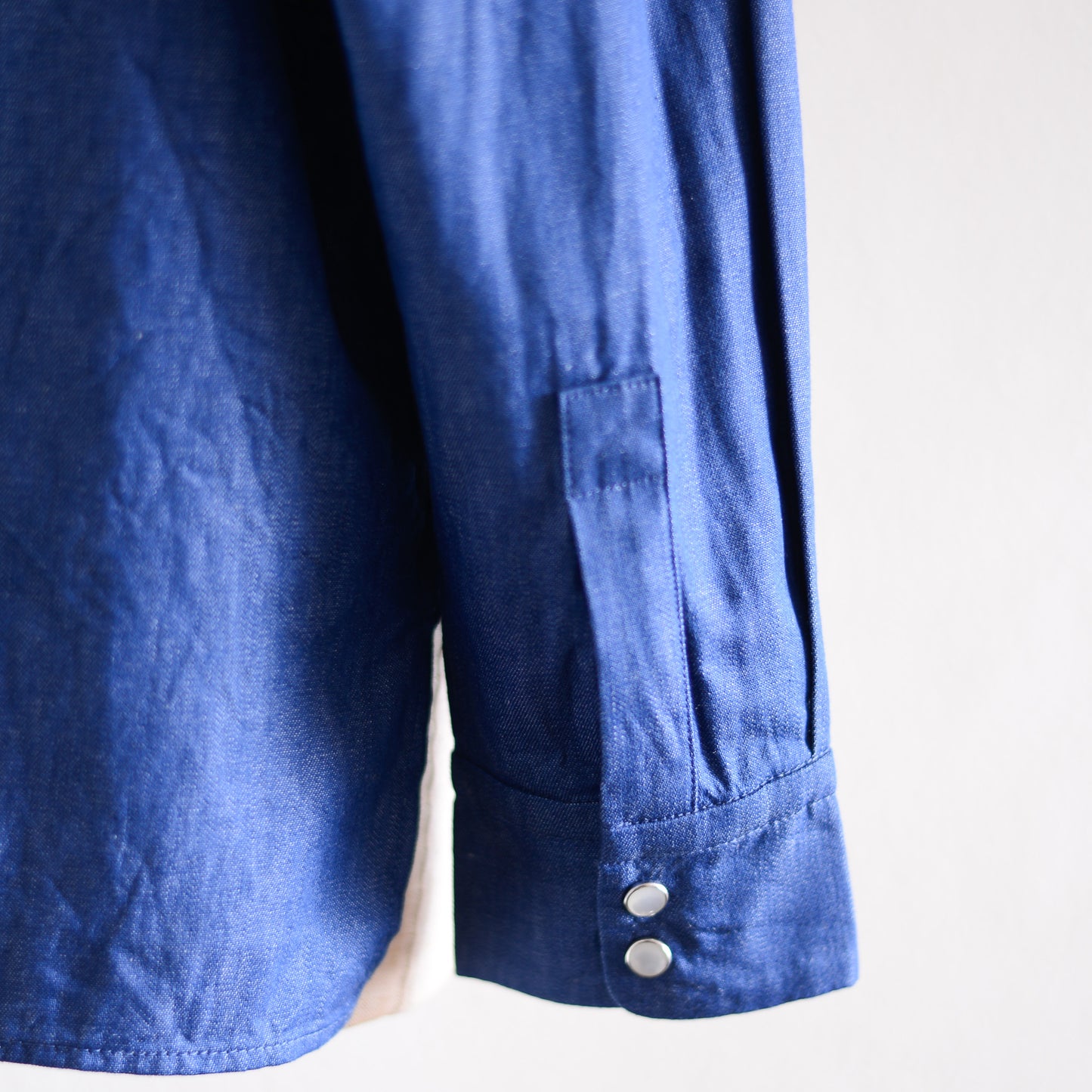 バンドカラースナップボタンシャツ Blue