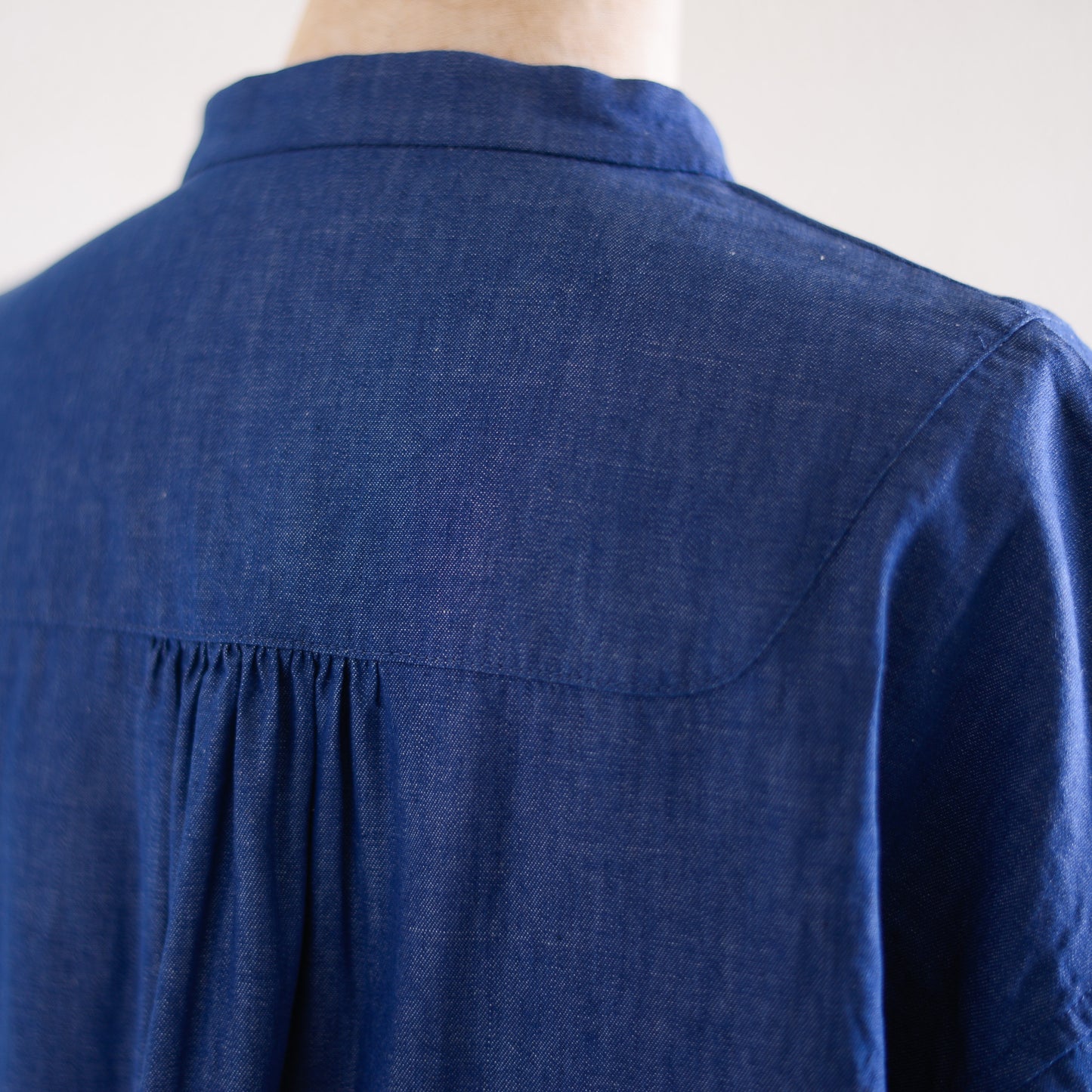 バンドカラースナップボタンシャツ Blue