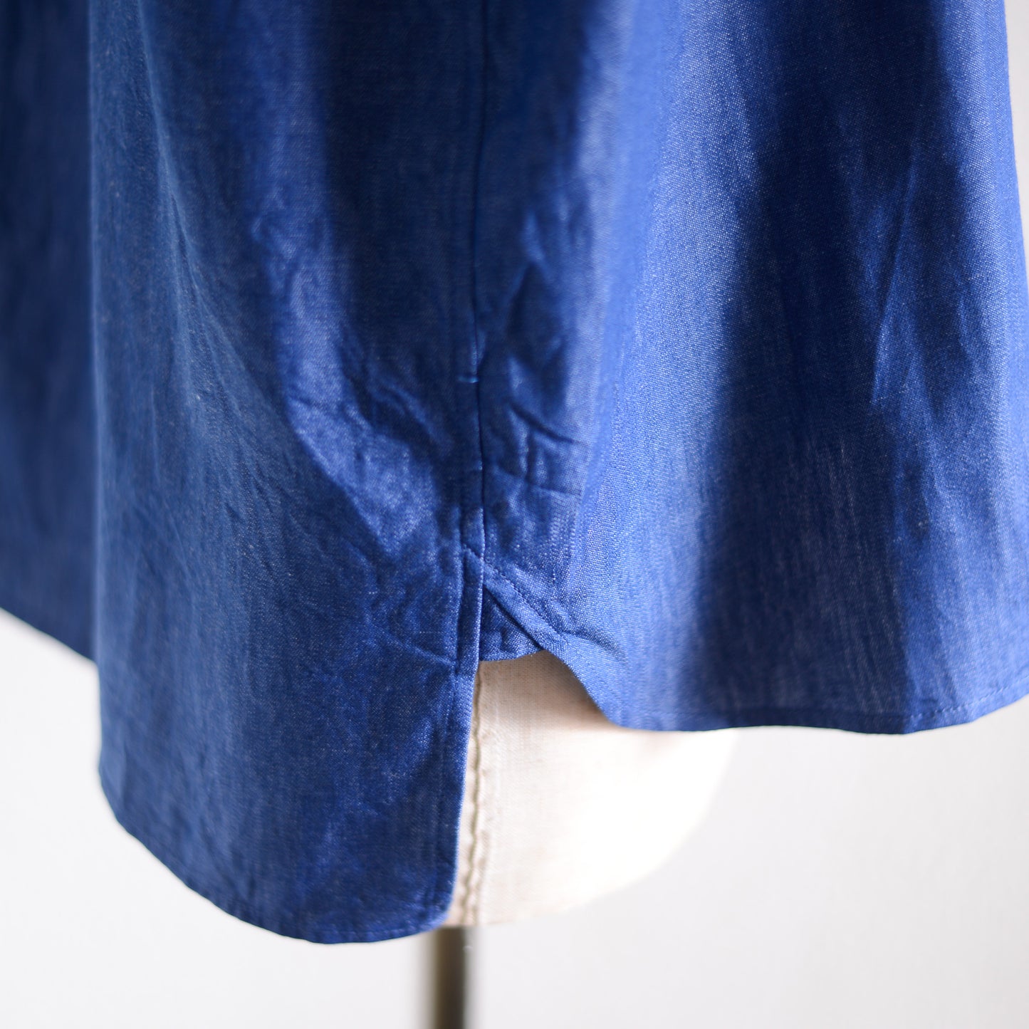 バンドカラースナップボタンシャツ Blue