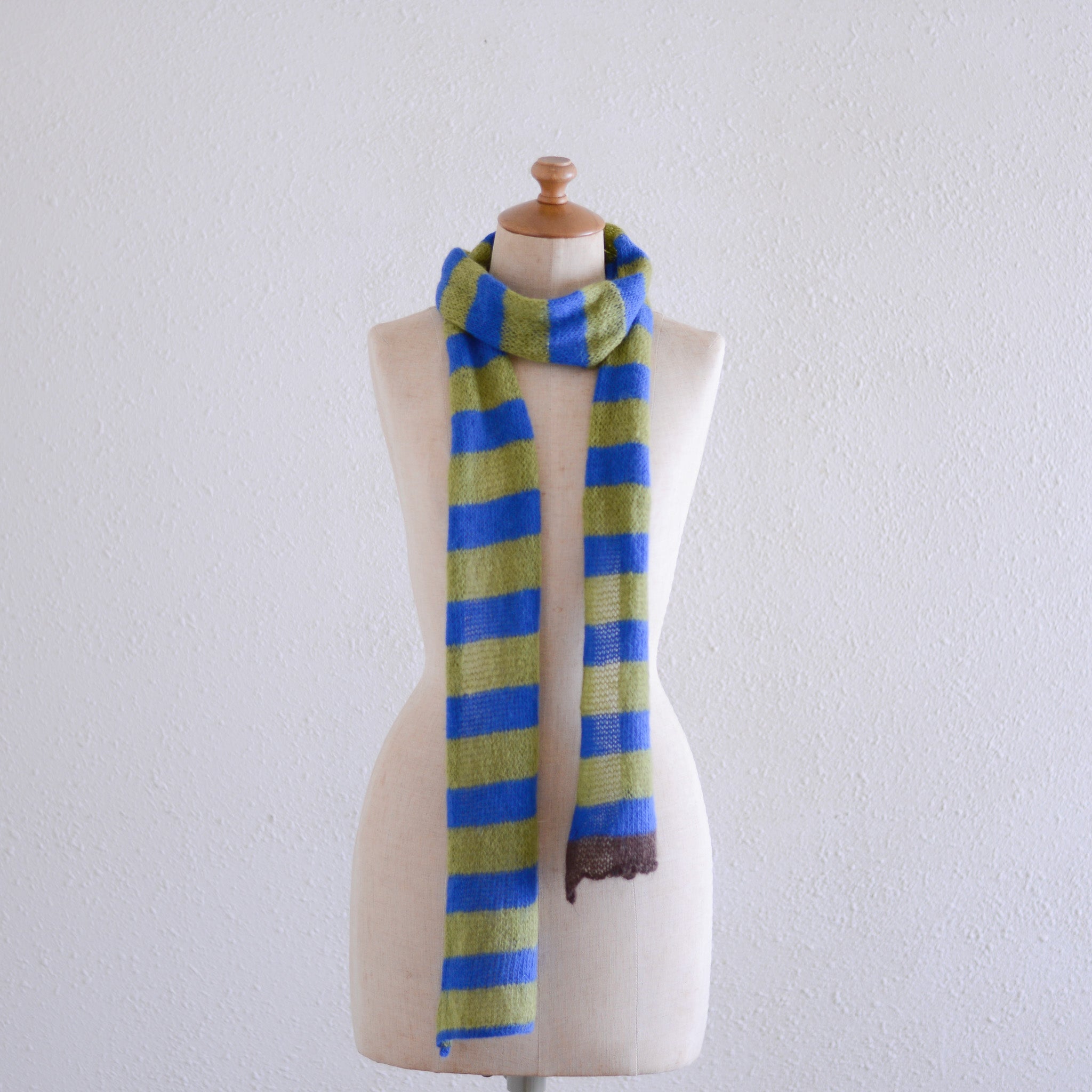 モヘアボーダーマフラー Green × Blue – MAR ONLINE STORE