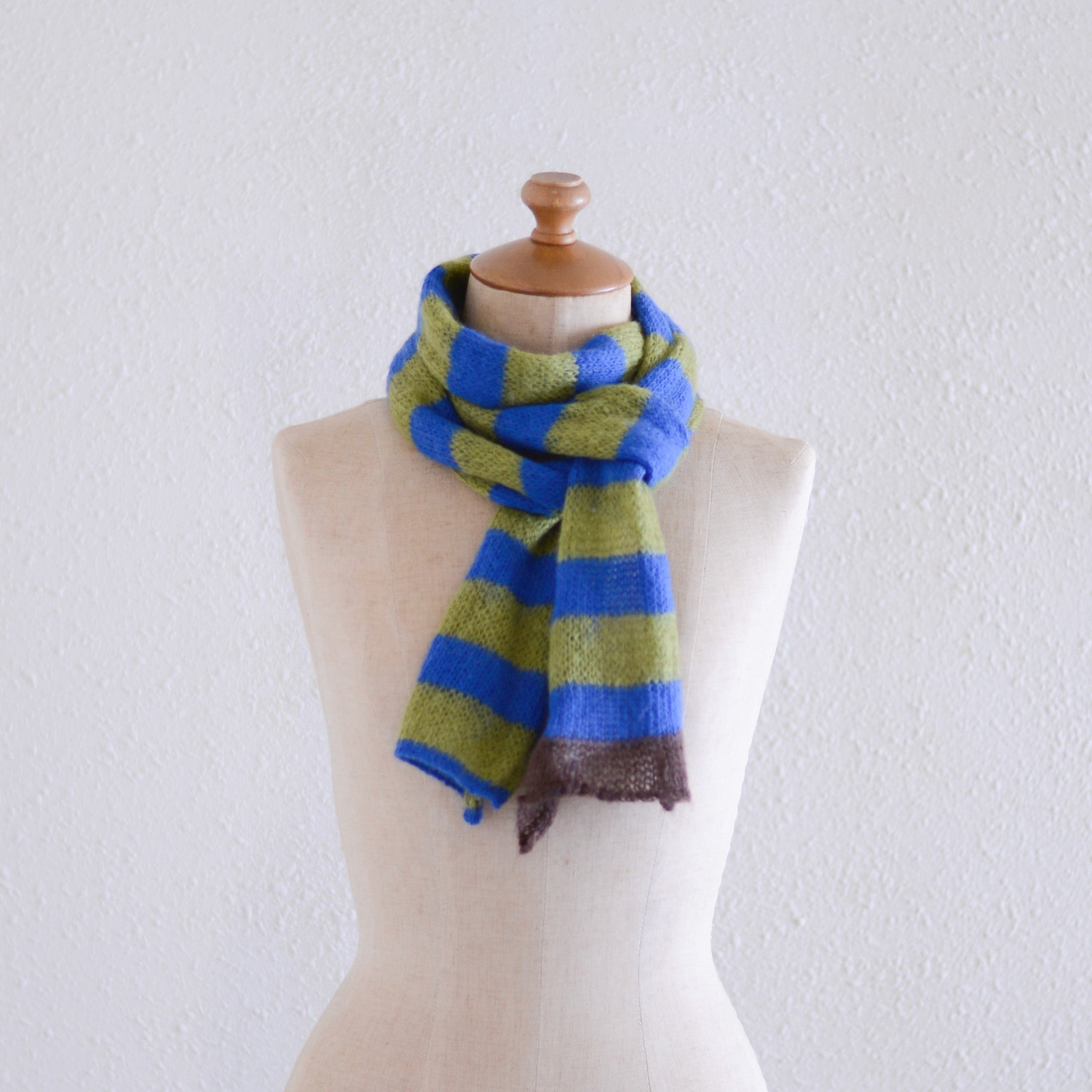 モヘアボーダーマフラー Green × Blue – MAR ONLINE STORE