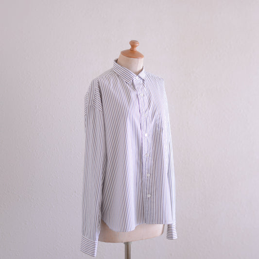 コットンワイドスプレッドカラーシャツ Off White × Khaki
