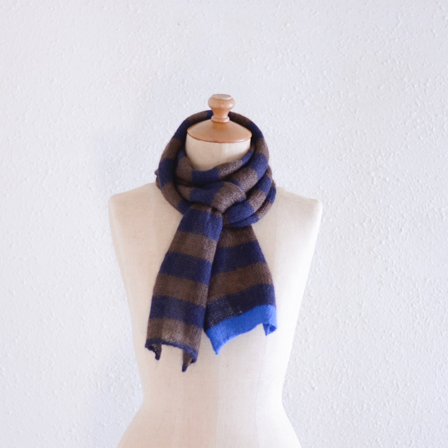 モヘアボーダーマフラー Brown × Black