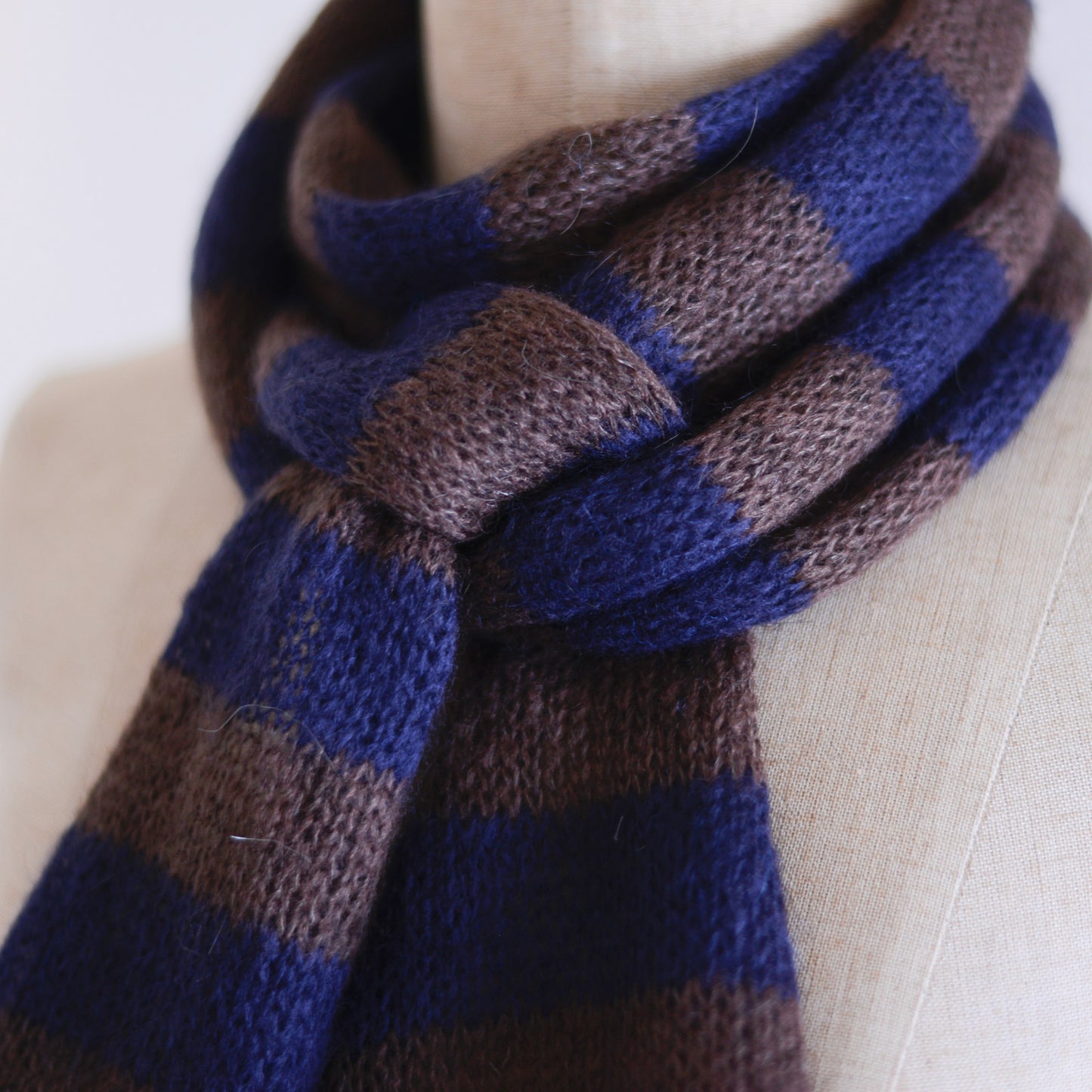 モヘアボーダーマフラー Brown × Black