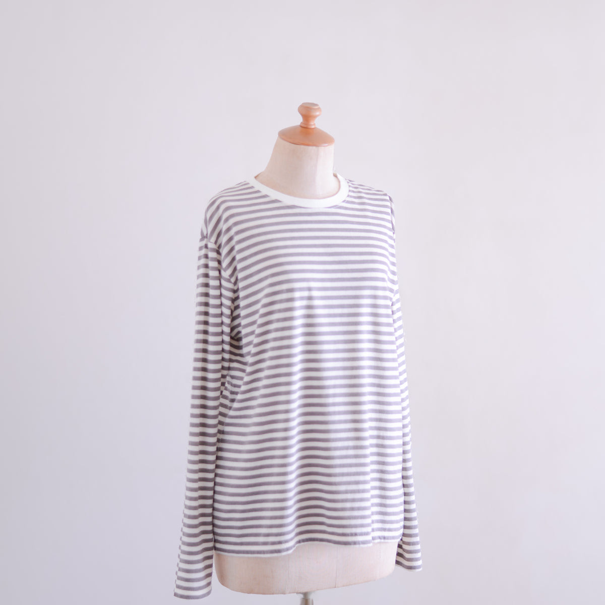 コットンウールボーダーT 生成×Gray