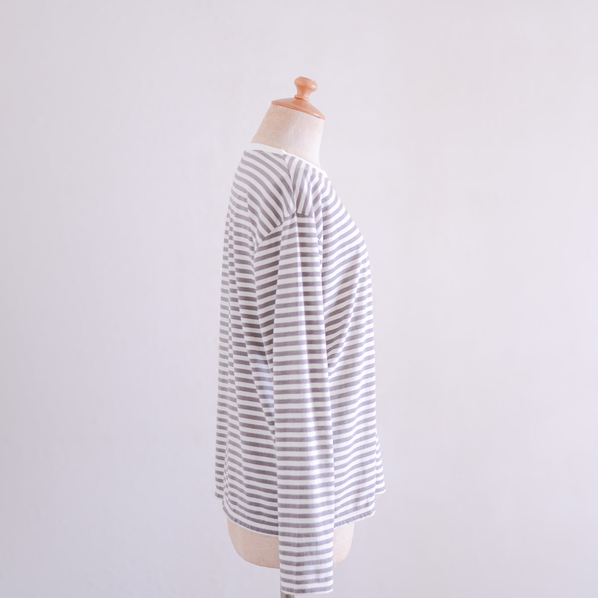 コットンウールボーダーT 生成×Gray