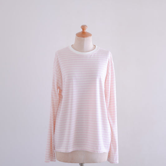 コットンウールボーダーT 生成×Pink