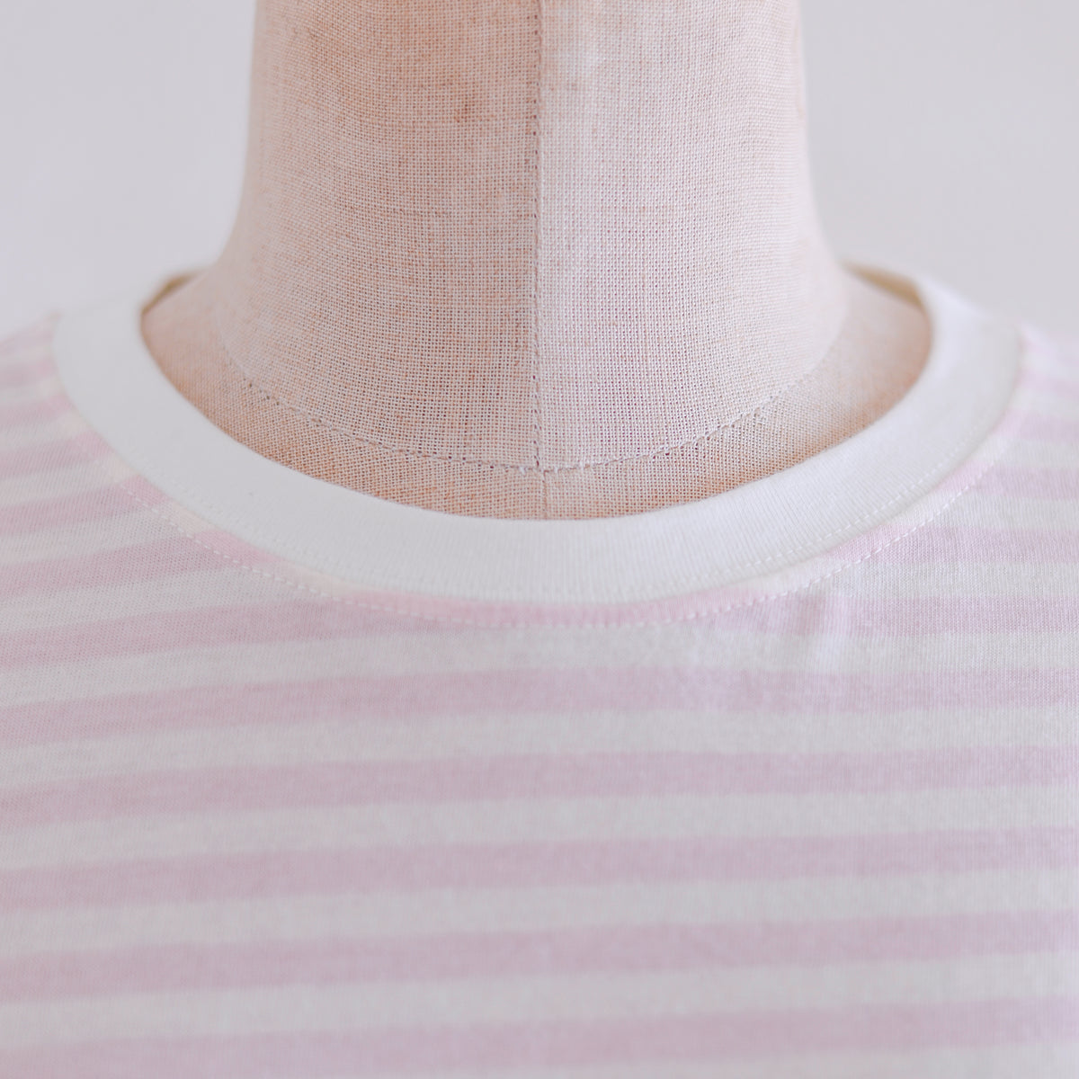 コットンウールボーダーT 生成×Pink