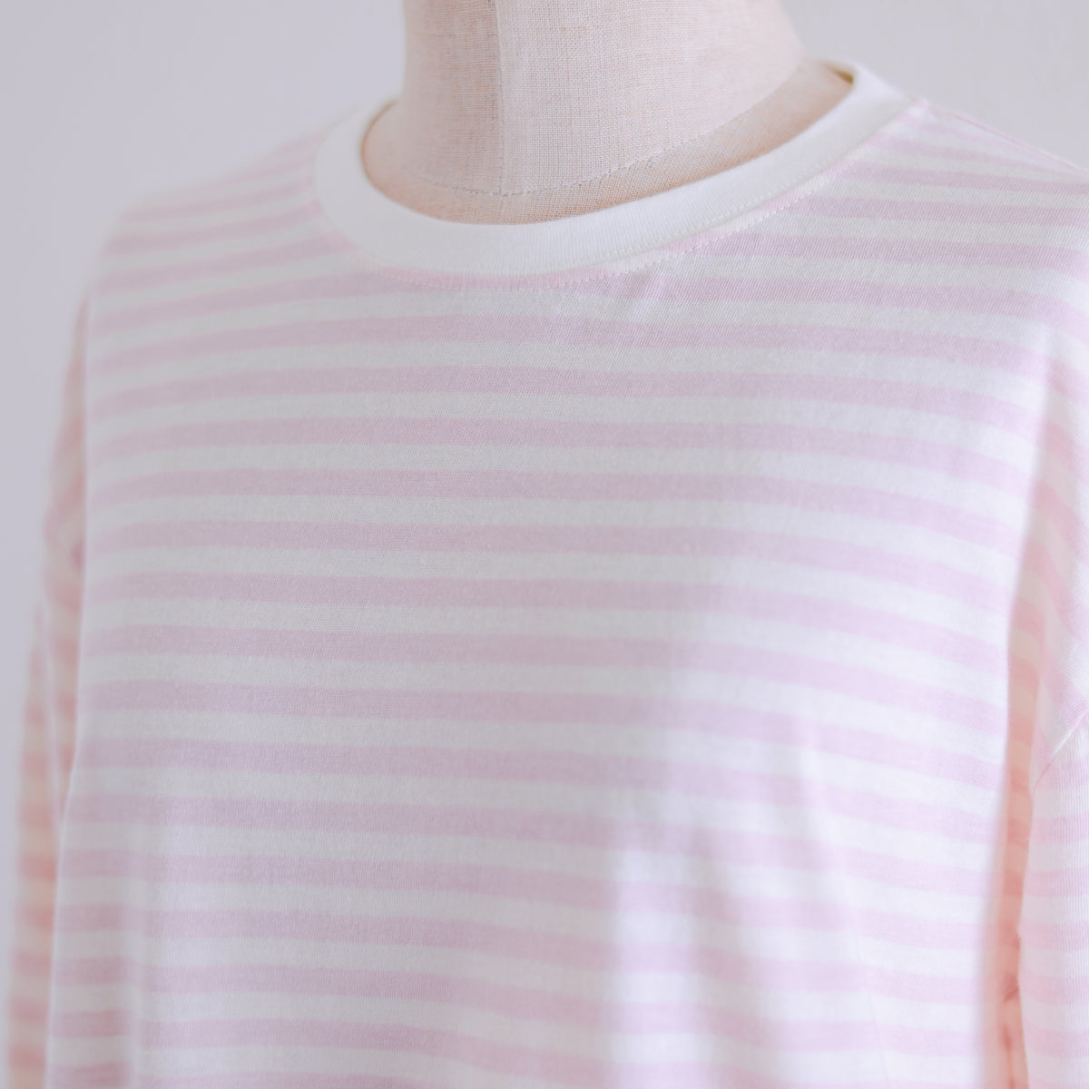 コットンウールボーダーT 生成×Pink