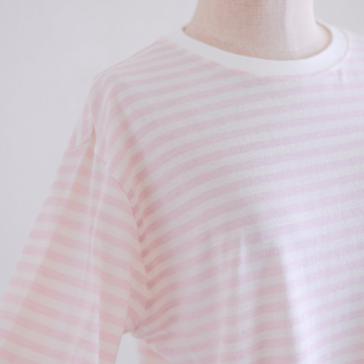 コットンウールボーダーT 生成×Pink