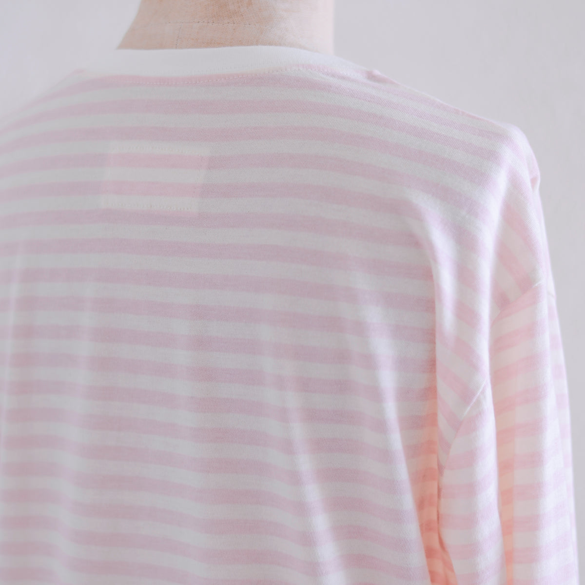 コットンウールボーダーT 生成×Pink