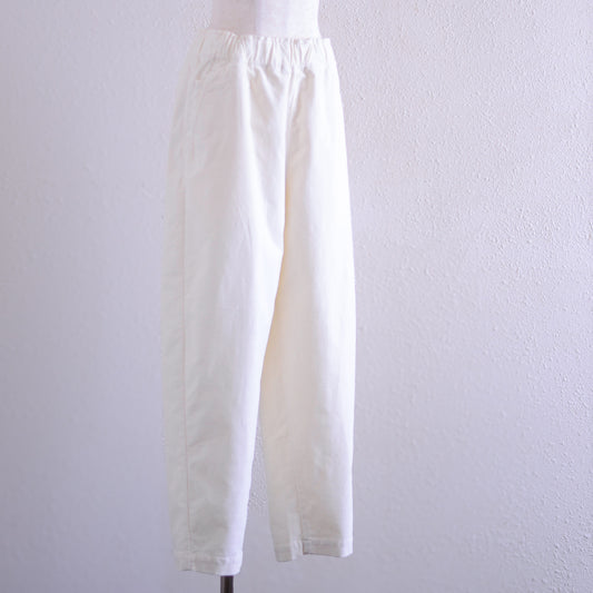 Brushed Cotton Curved Pants, Natural