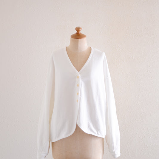 コットン裏毛VネックカーディガンOff White