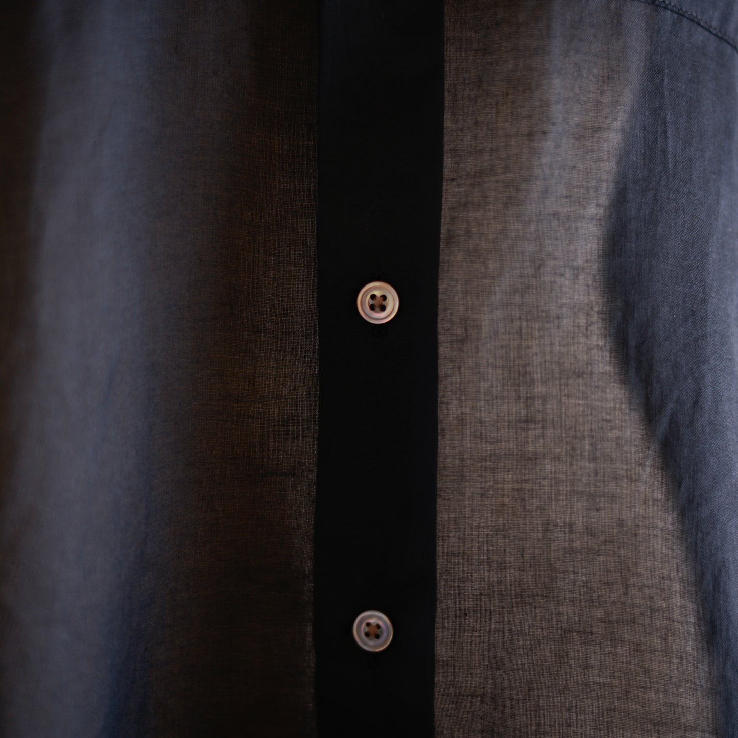 Cotton Flap Pocket Sheer Blouse in Black