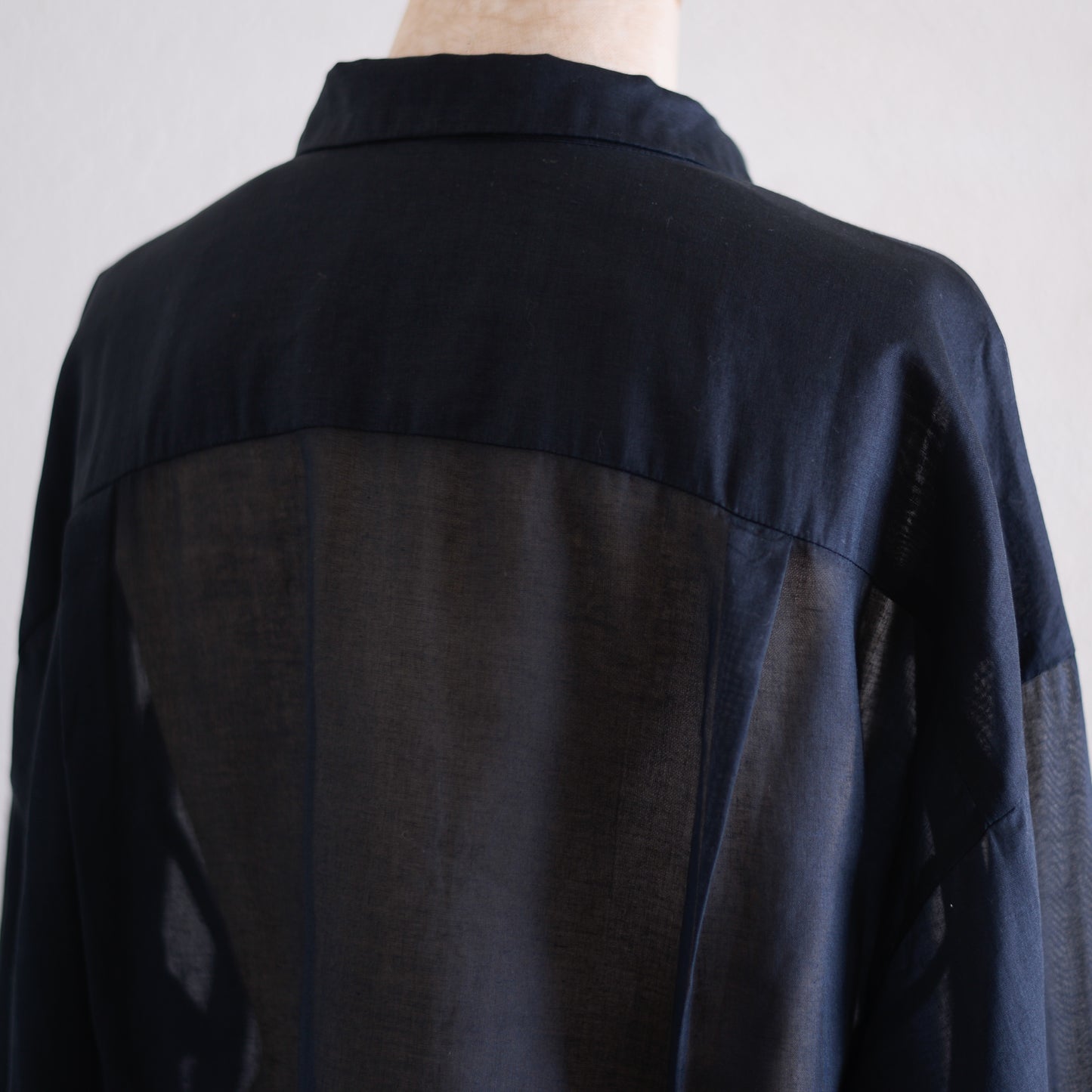 Cotton Flap Pocket Sheer Blouse in Black