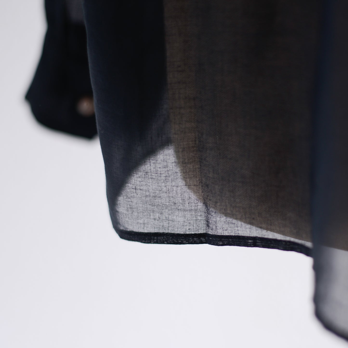 Cotton Flap Pocket Sheer Blouse in Black