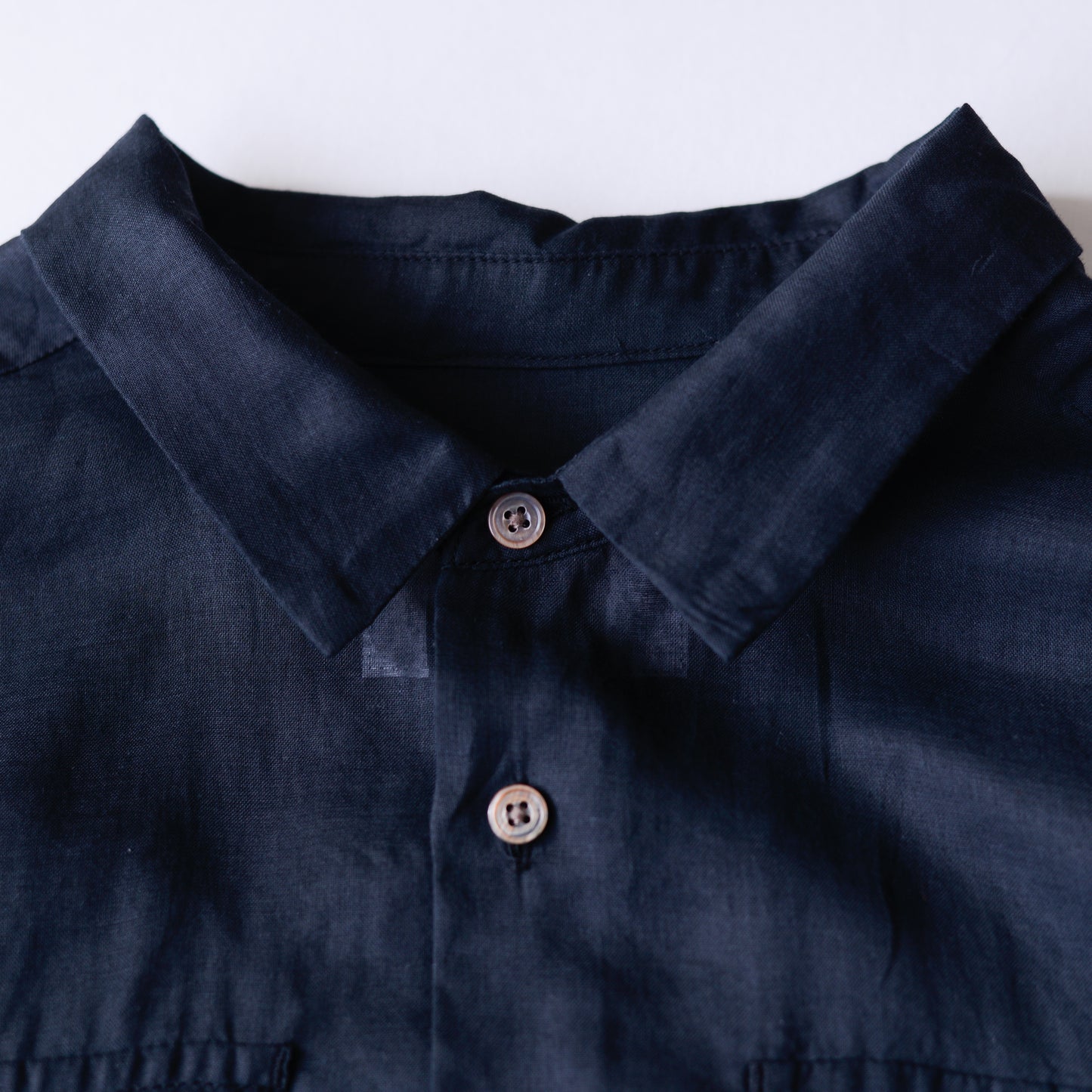 Cotton Flap Pocket Sheer Blouse in Black