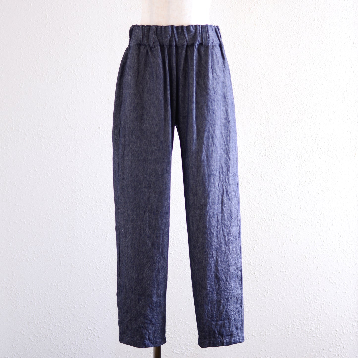 Linen cotton denim wide pants Indigo