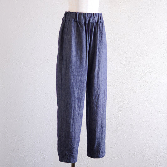 リネンコットンデニムワイドパンツ Indigo