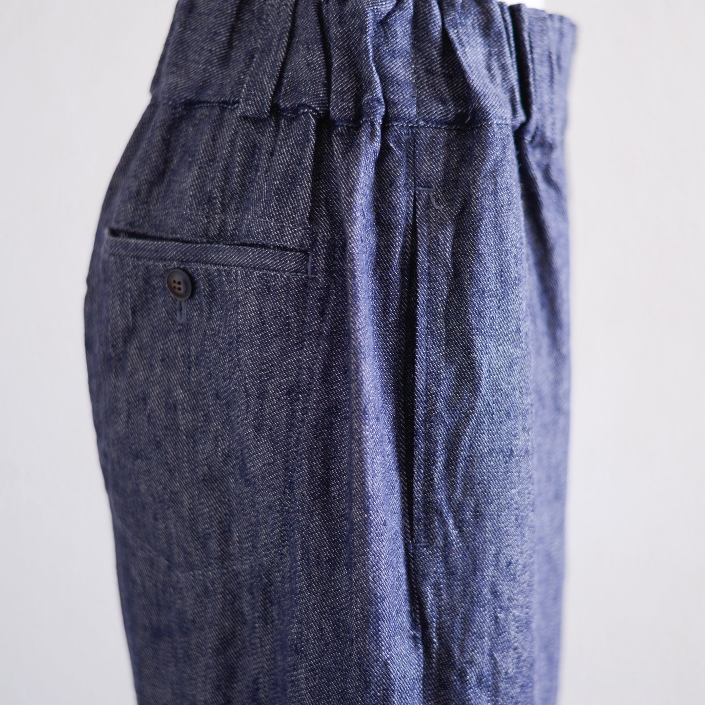 Linen cotton denim wide pants Indigo