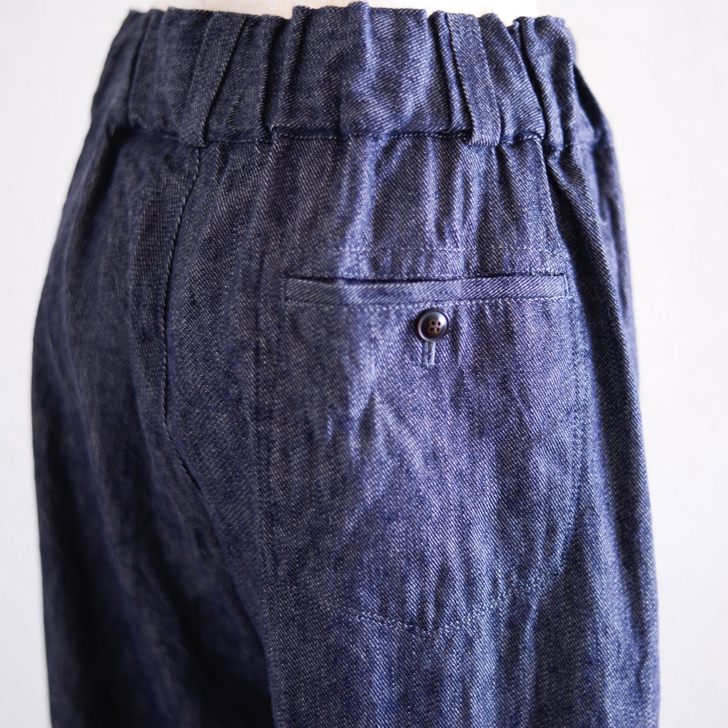 Linen cotton denim wide pants Indigo
