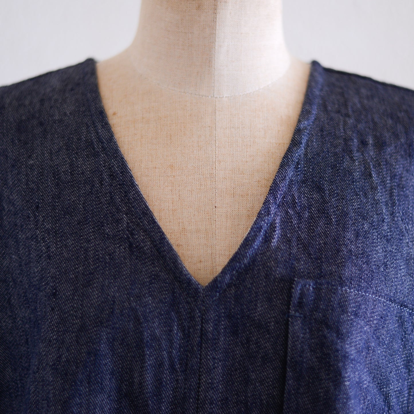 リネンコットンデニムベスト Indigo
