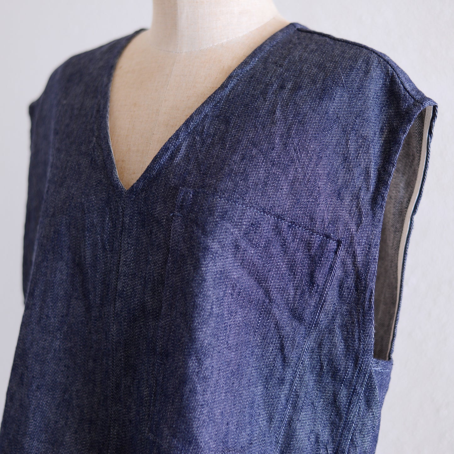 リネンコットンデニムベスト Indigo