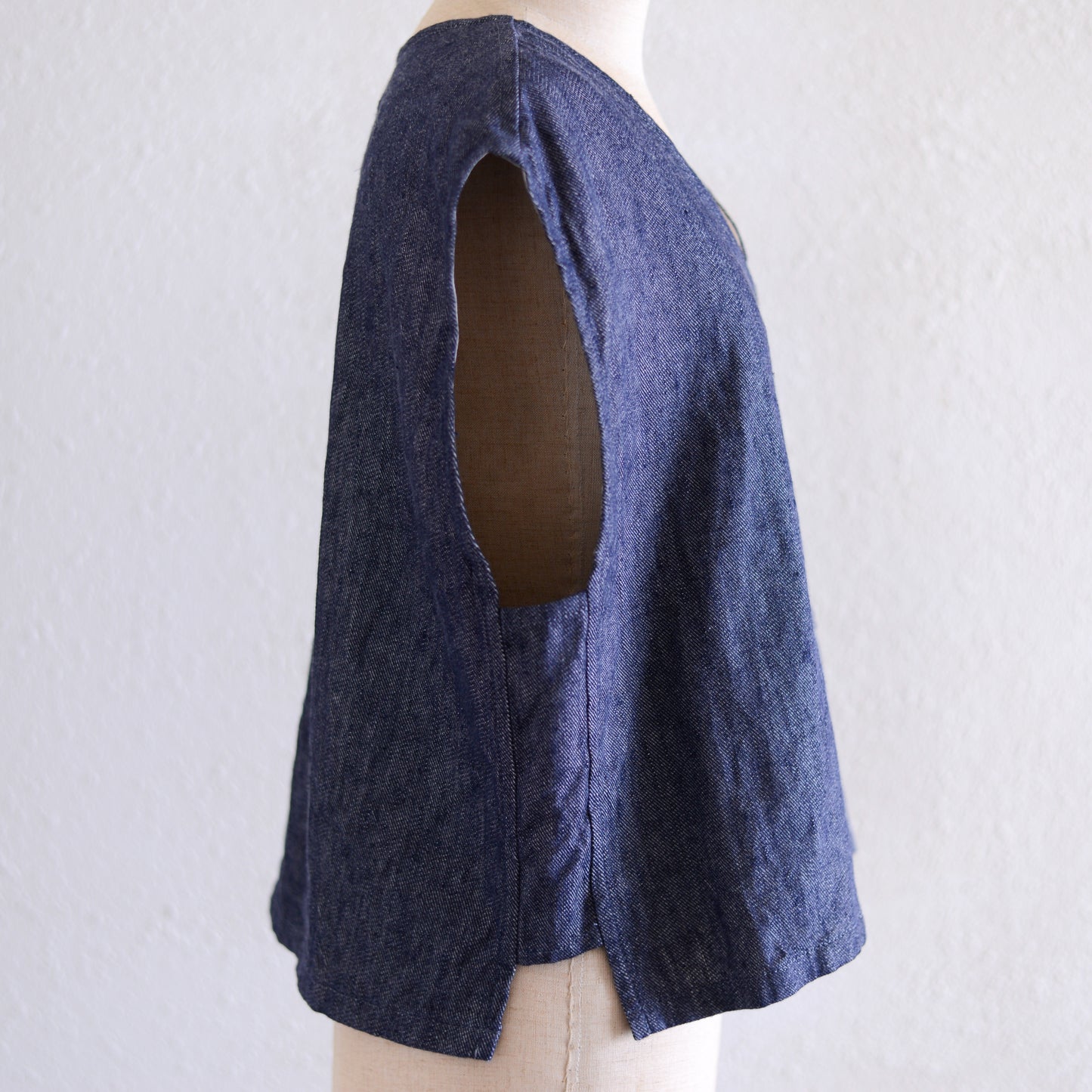 リネンコットンデニムベスト Indigo