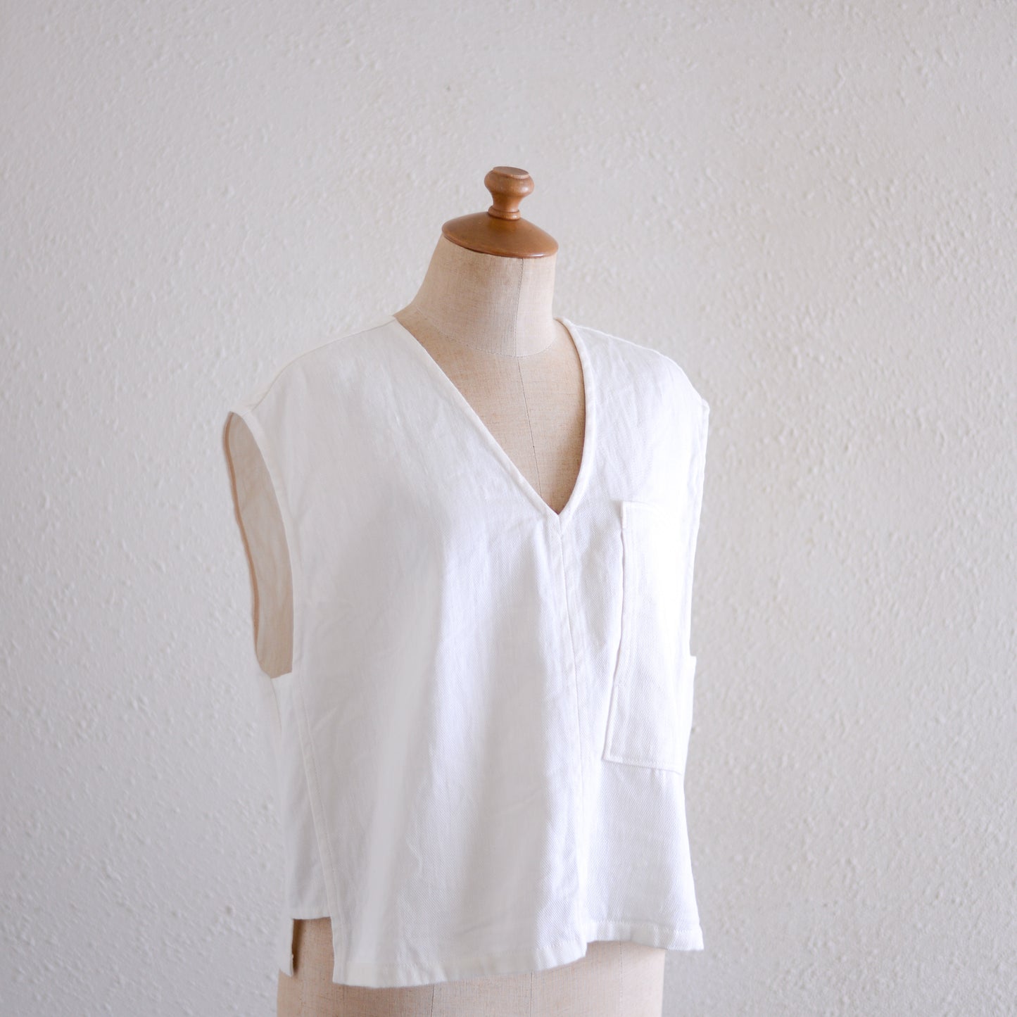 リネンコットンデニムベスト Off White