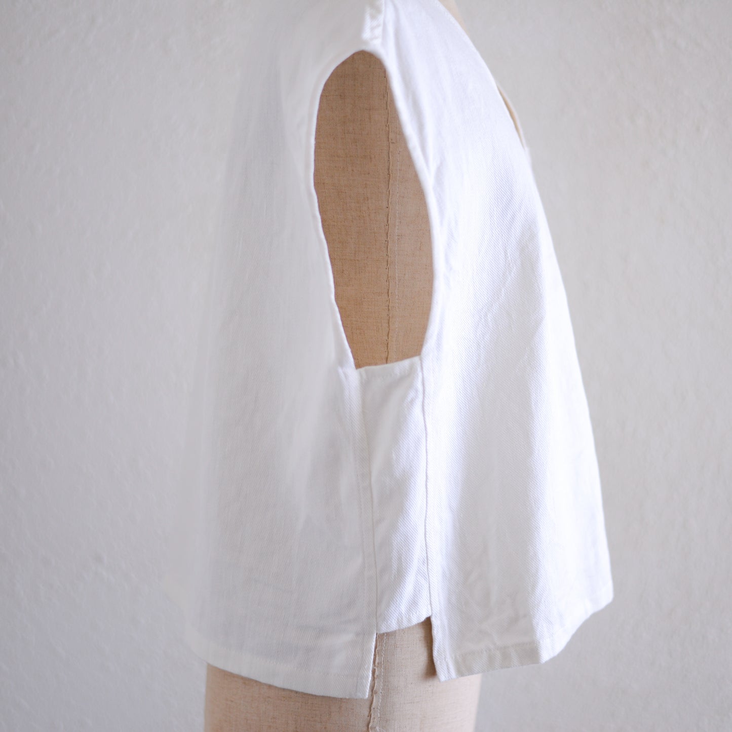 リネンコットンデニムベスト Off White